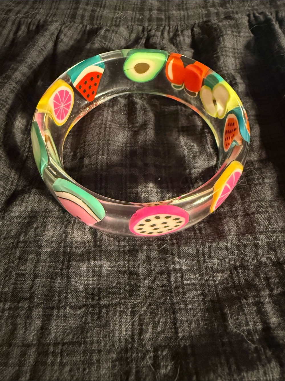 Ladies Large Clear Fruit Pattern Bangle Bracelet